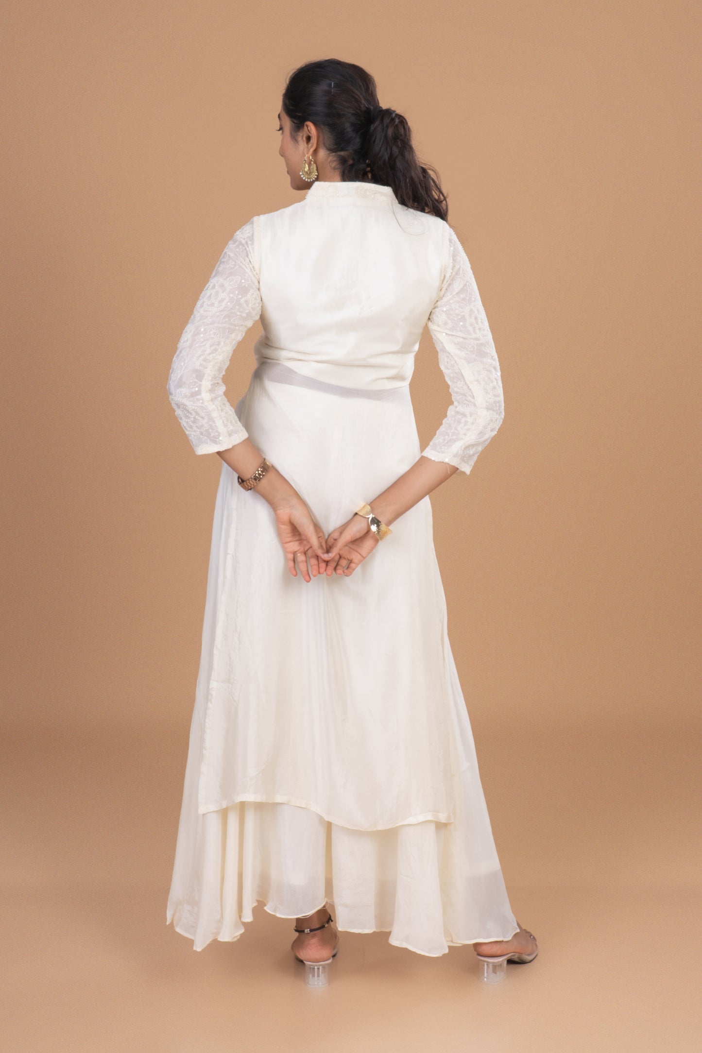Ivory Grace Embroidered Anarkali Set