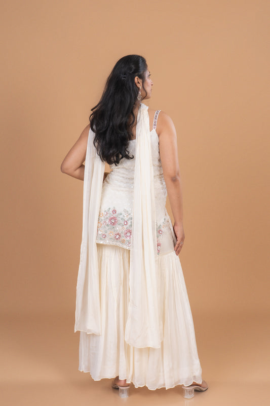 Ivory Bloom Sequin Sharara Set
