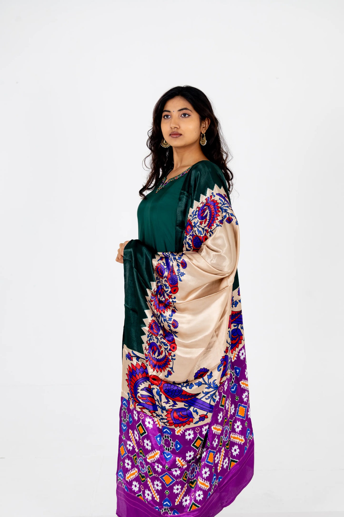 Emerald Green Embroidered Silk Suit Set with Banarasi Dupatta