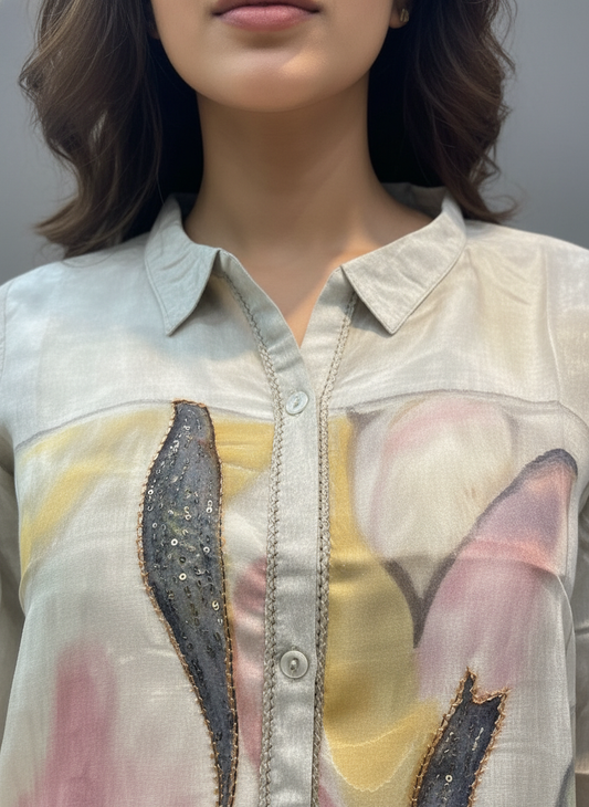 Ivory Bloom Hand-Painted Kurta Set