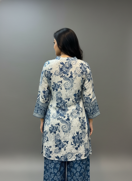 Indigo Blossom Hand block Kurta Pant Set