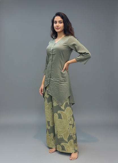Olive Aura Kurti Palazzo Set