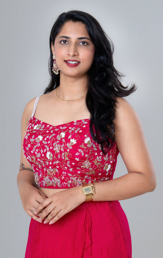 Rasberry Rose Ruffled Georgette Sharara Set