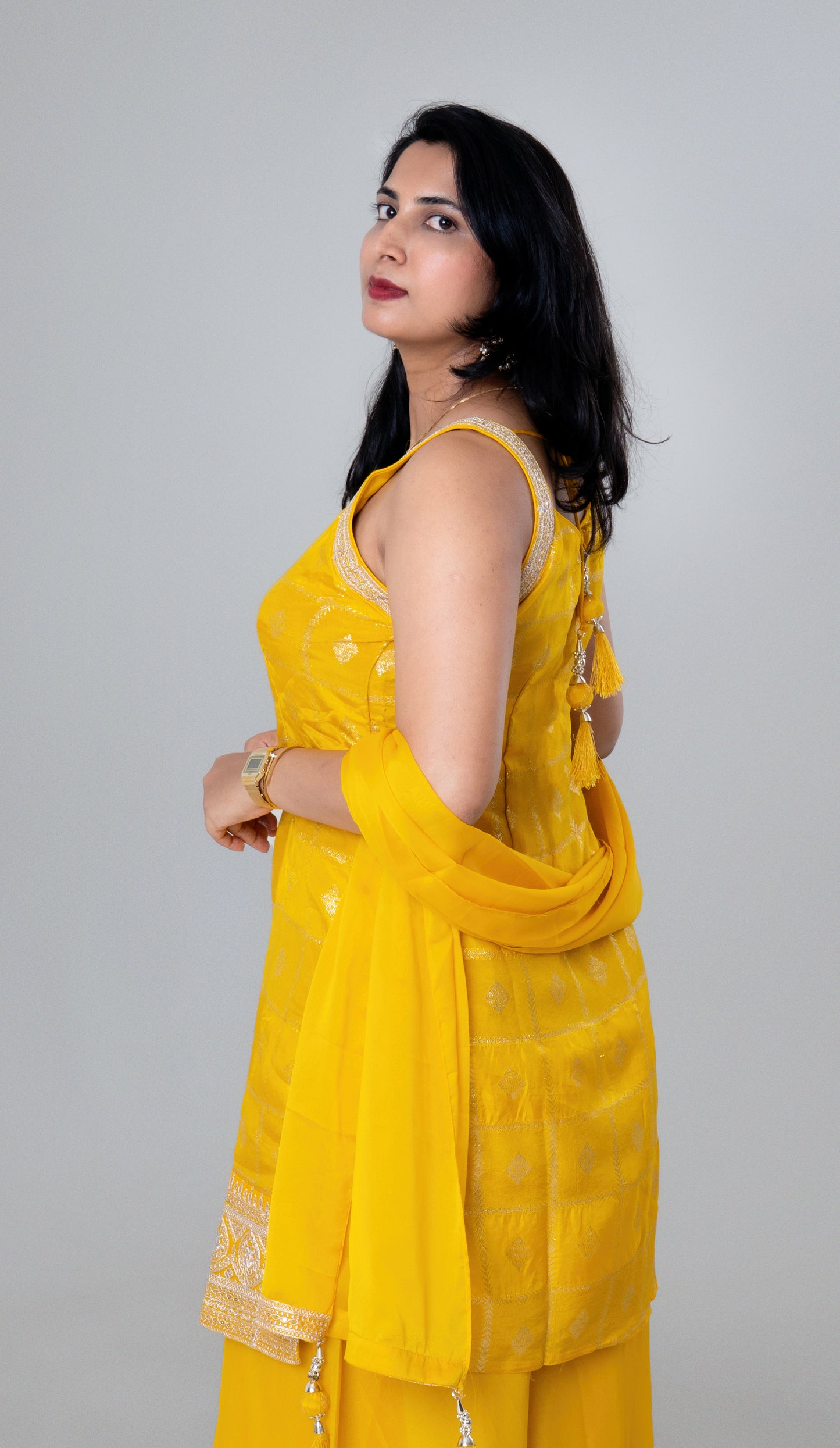 Sunshine Yellow Embroidered Sharara Suit Set