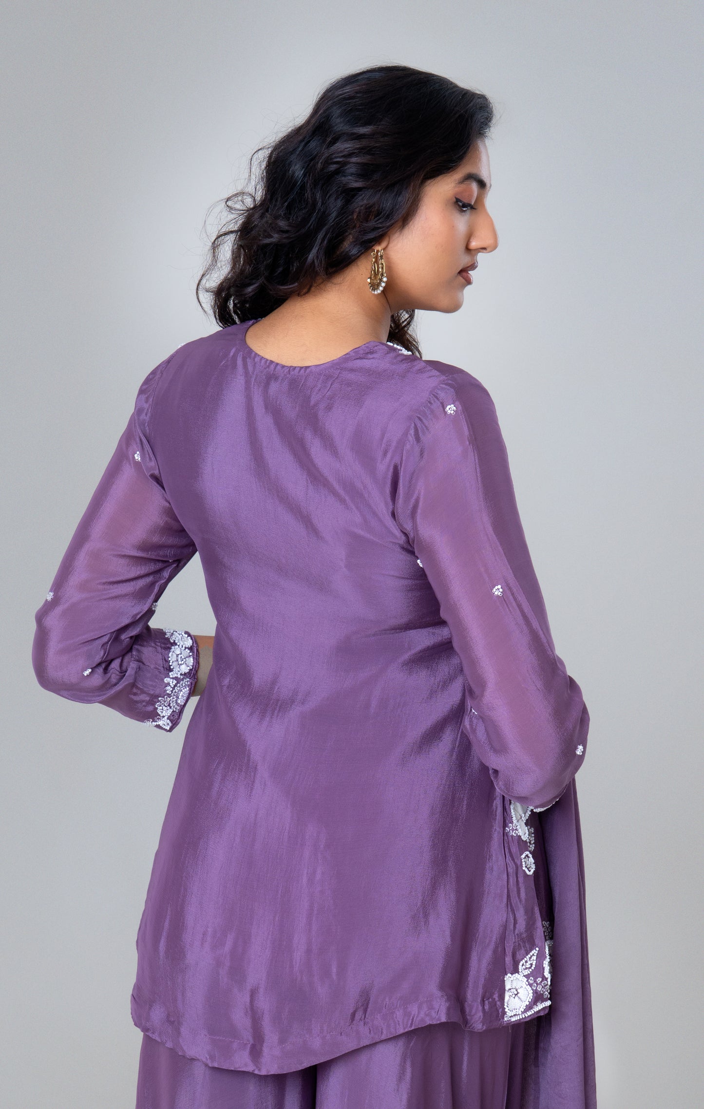 Lavender Blossom Embroidered Sharara Set