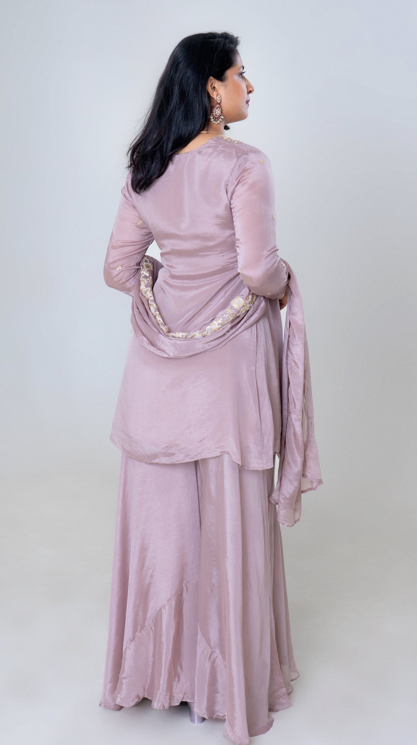 Lavender Luxe Embroidered Silk Sharara Set
