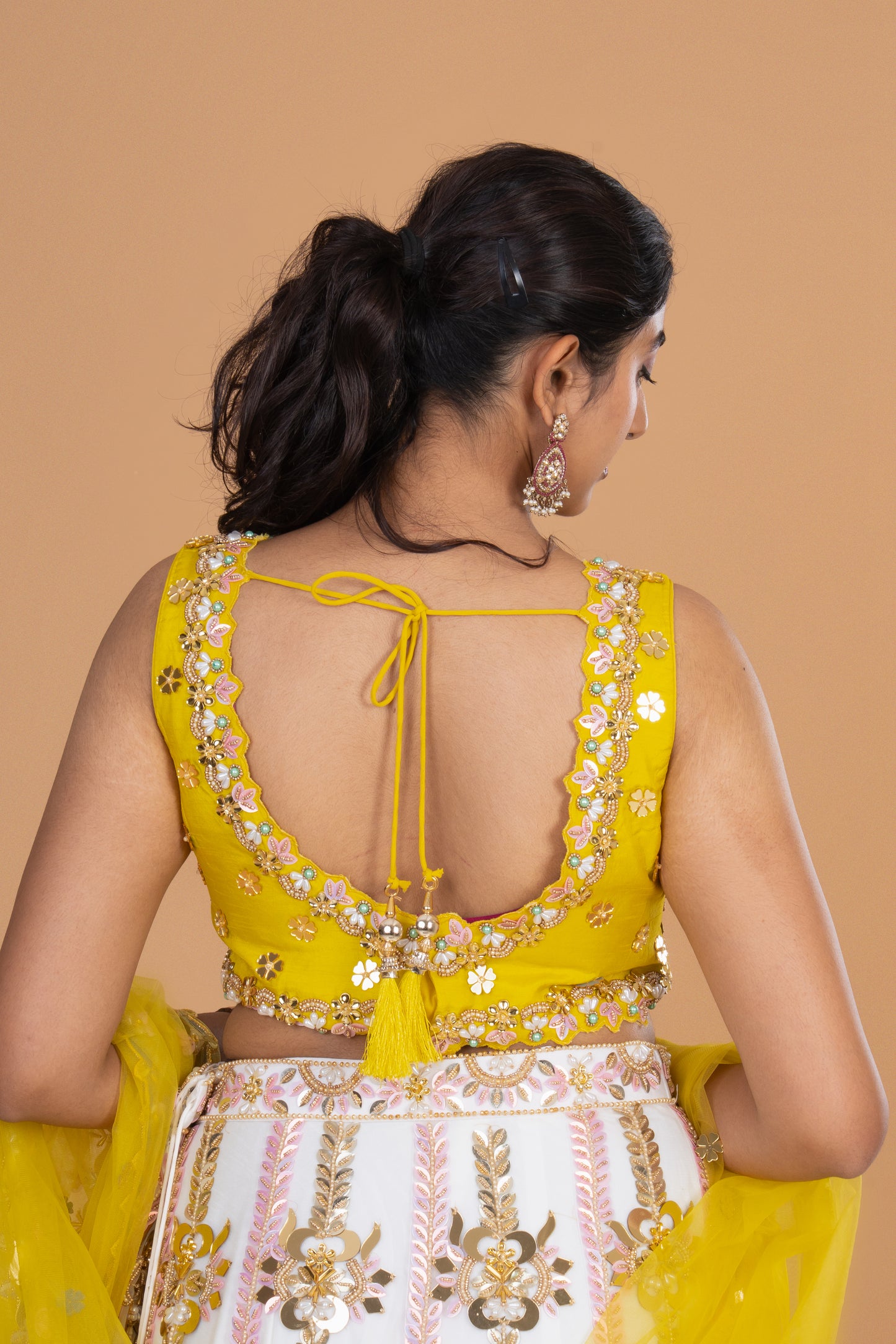 Sunlit Blossom Yellow & White Embroidered Lehenga Set