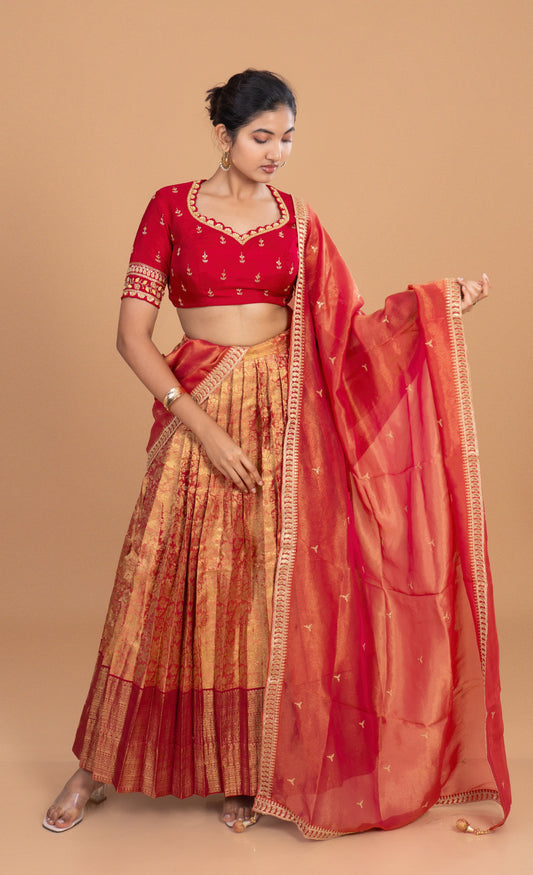 Crimson Royale Banarasi Silk Lehenga Set