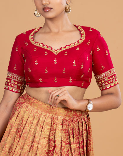 Crimson Royale Banarasi Silk Lehenga Set