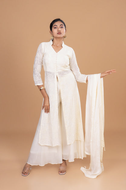 Ivory Grace Embroidered Anarkali Set