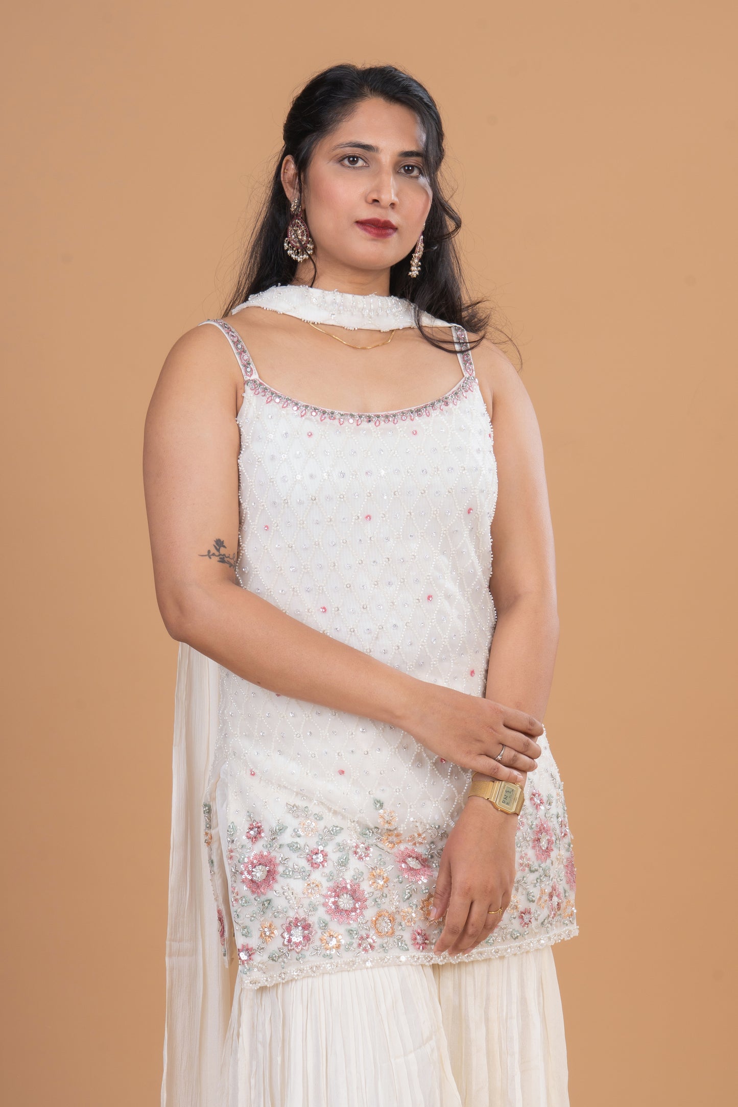 Ivory Bloom Sequin Sharara Set