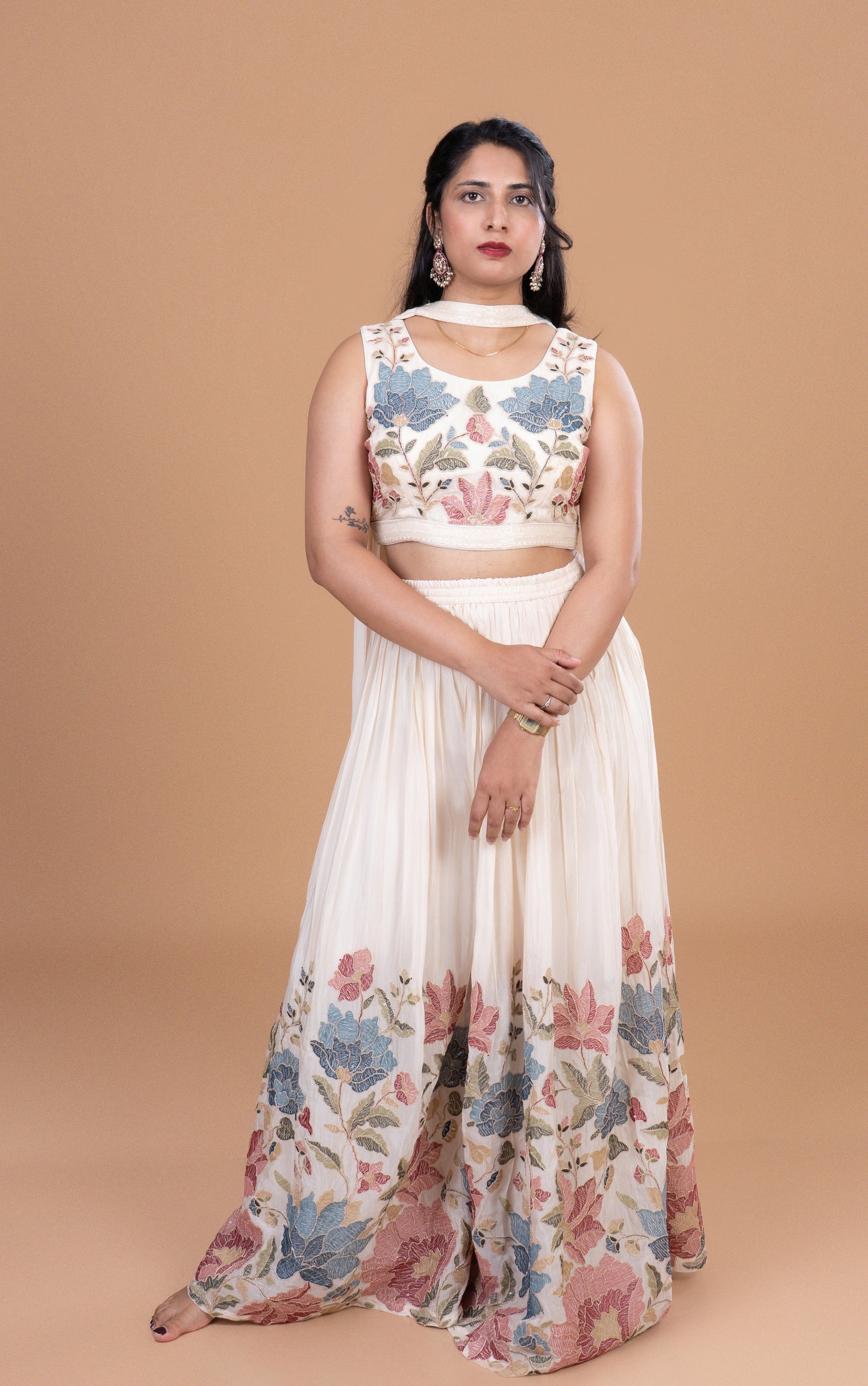 Ivory Garden Bloom Embroidered Lehenga Set
