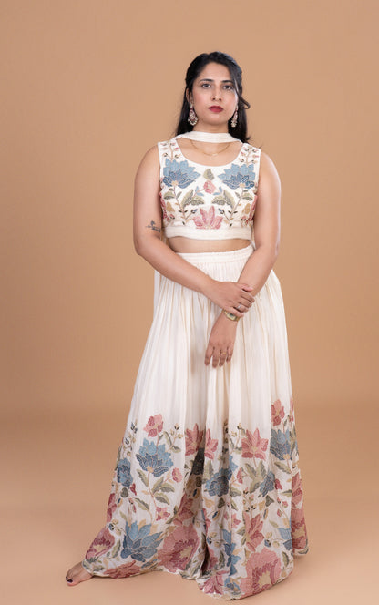 Ivory Garden Bloom Embroidered Lehenga Set