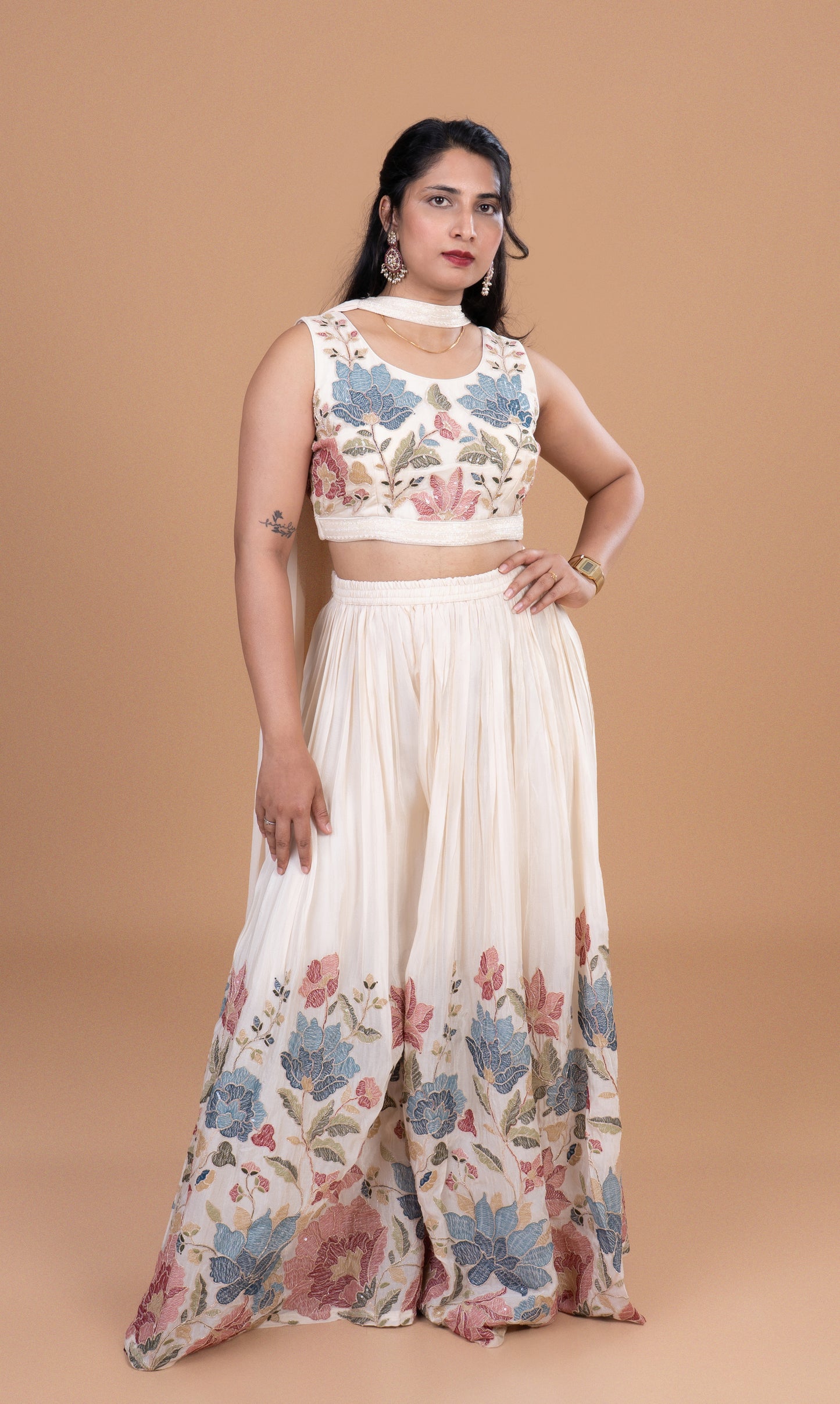 Ivory Garden Bloom Embroidered Lehenga Set