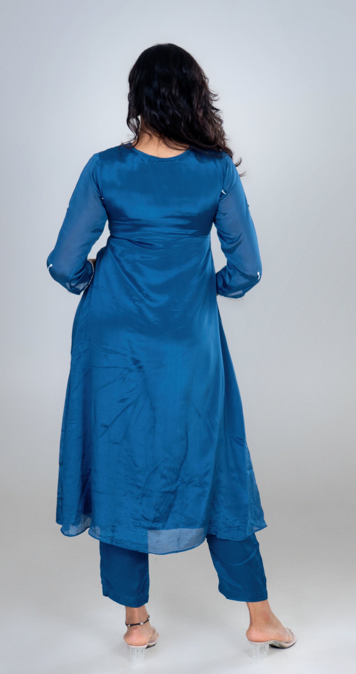 Midnight Blue Embroidered Anarkali Kurta Set with Dupatta