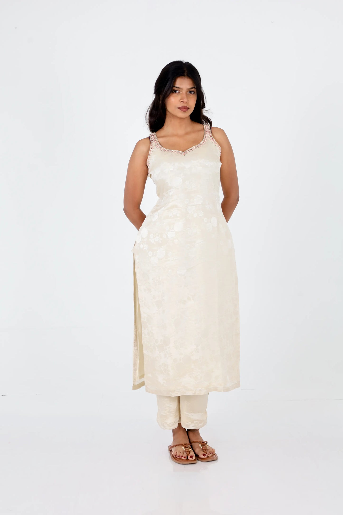 Ivory Embroidered Kurta Set with Vibrant Patola Dupatta