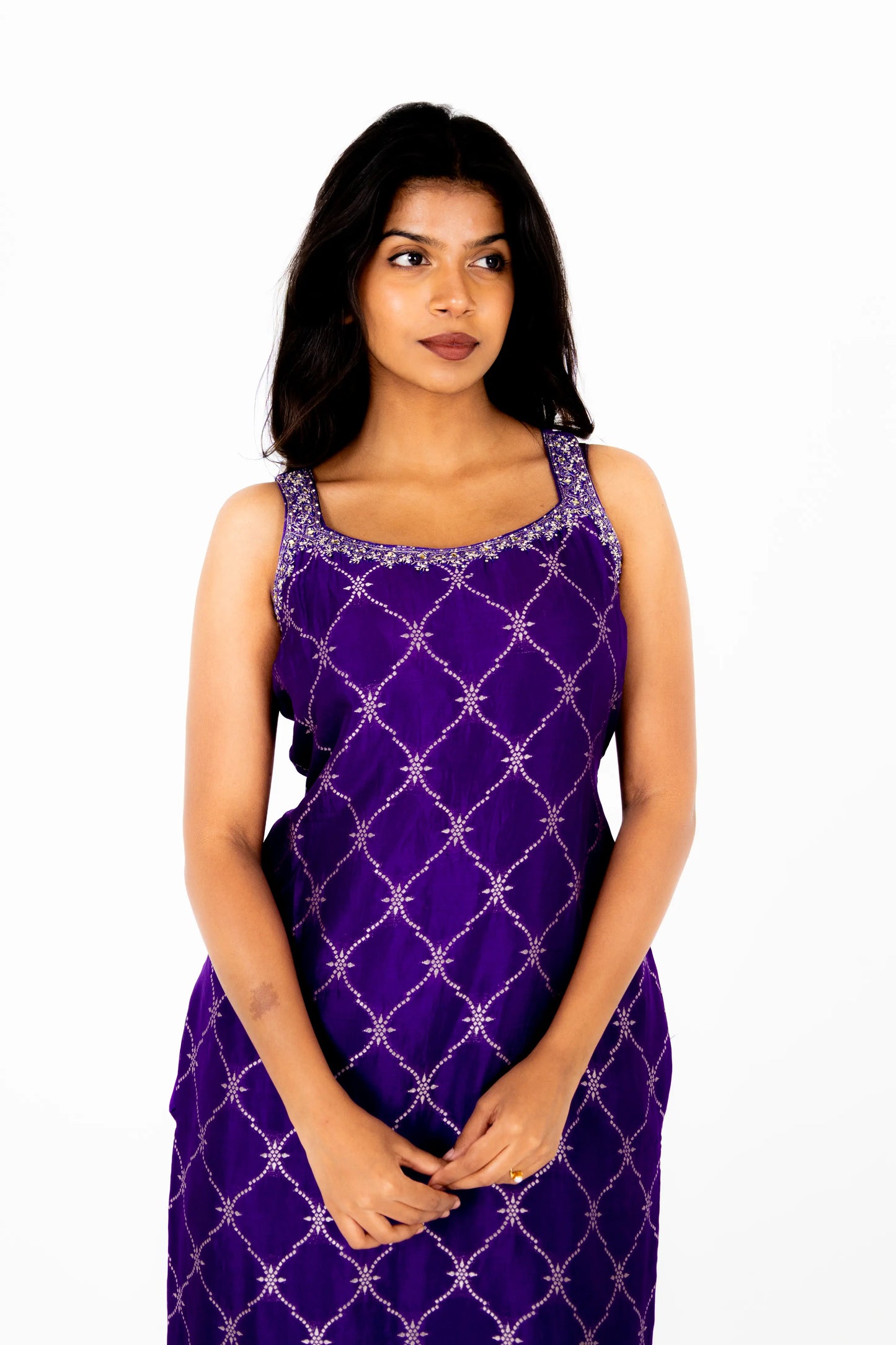 Royal Violet Embroidered Chiffon Suit Set