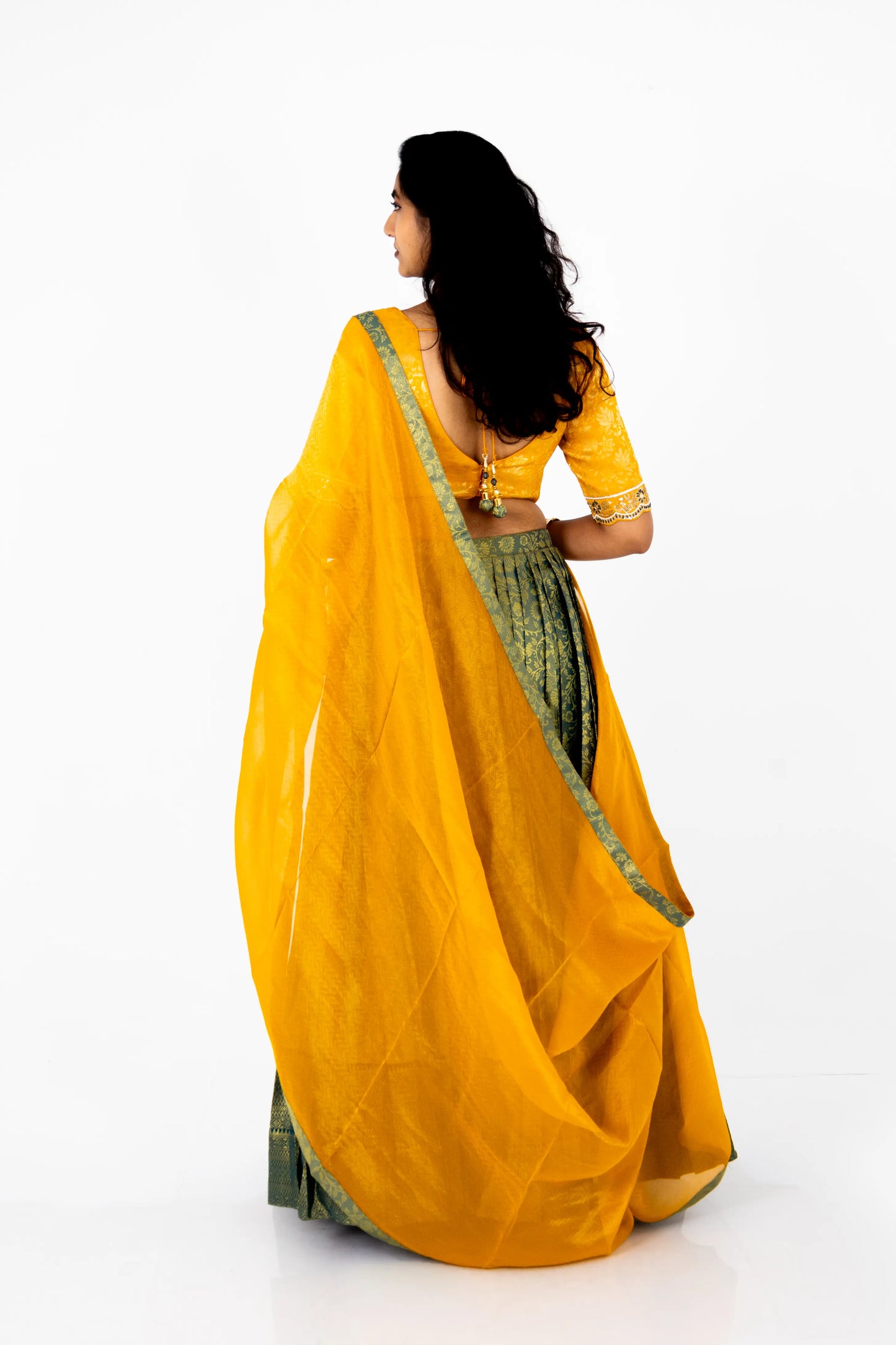 Sunlit Mustard & Olive Banarasi Lehenga Set