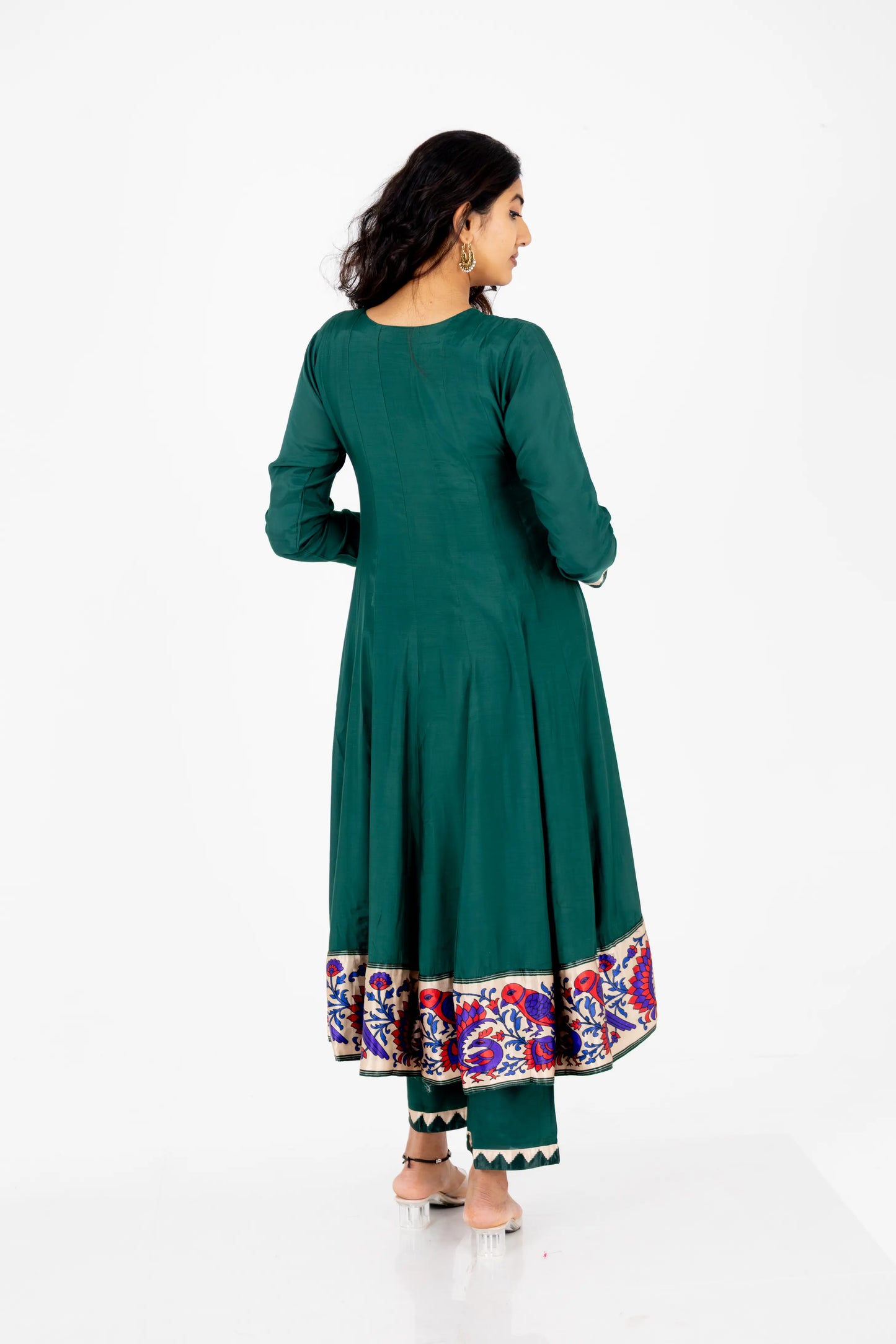 Emerald Green Embroidered Silk Suit Set with Banarasi Dupatta