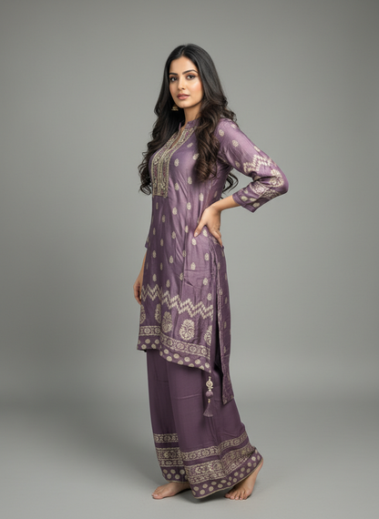 Amethyst Grace Printed Kurta Palazzo Set
