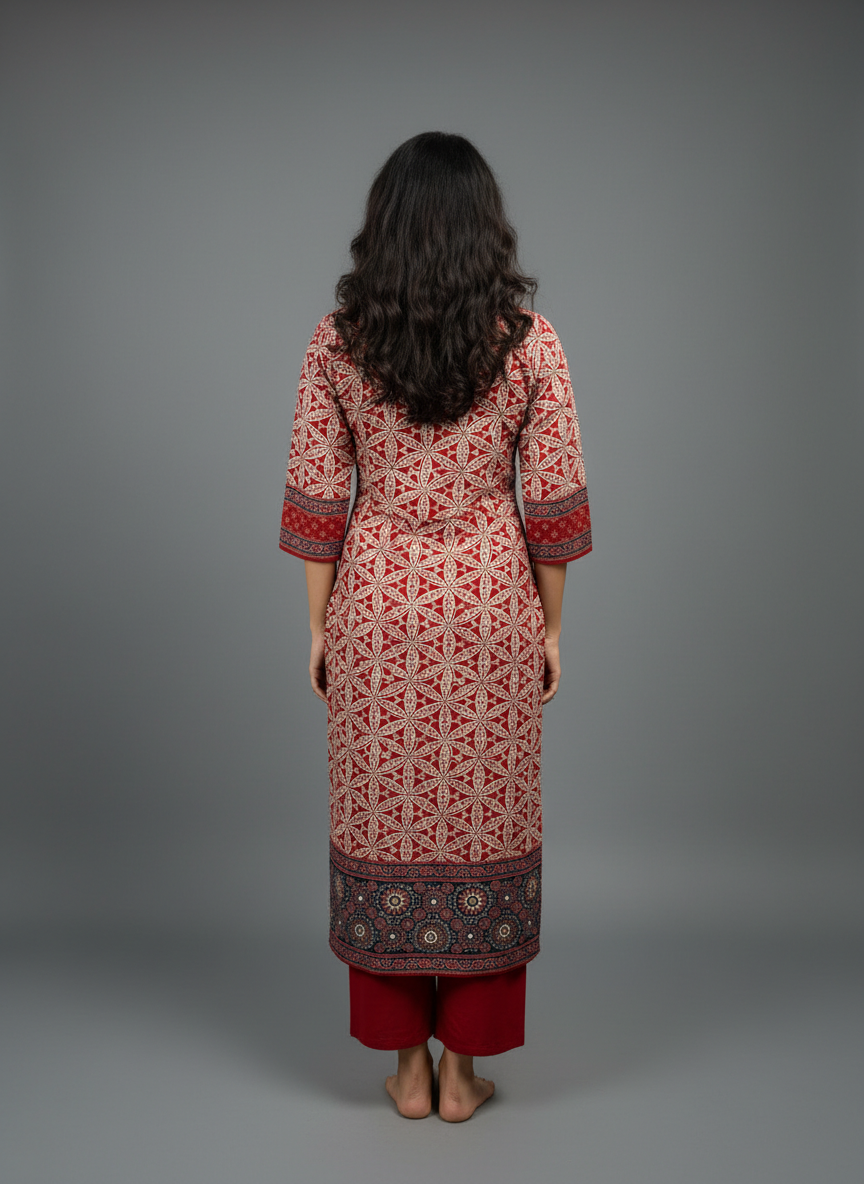 Crimson Heritage Printed Kurta Set with Statement Dupatta