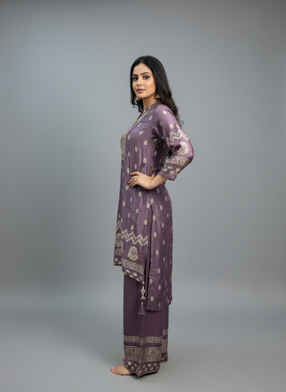 Amethyst Grace Printed Kurta Palazzo Set