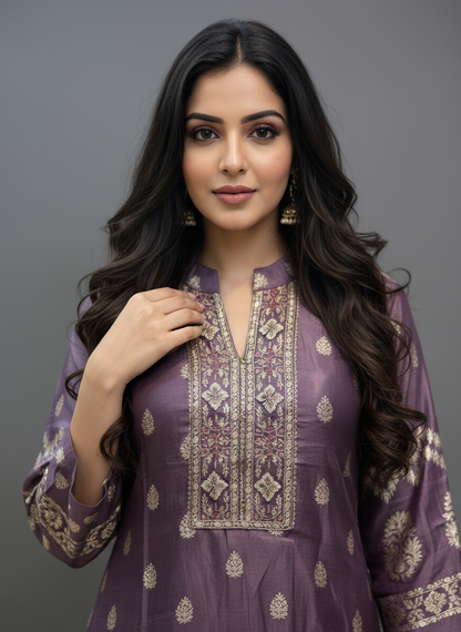 Amethyst Grace Printed Kurta Palazzo Set